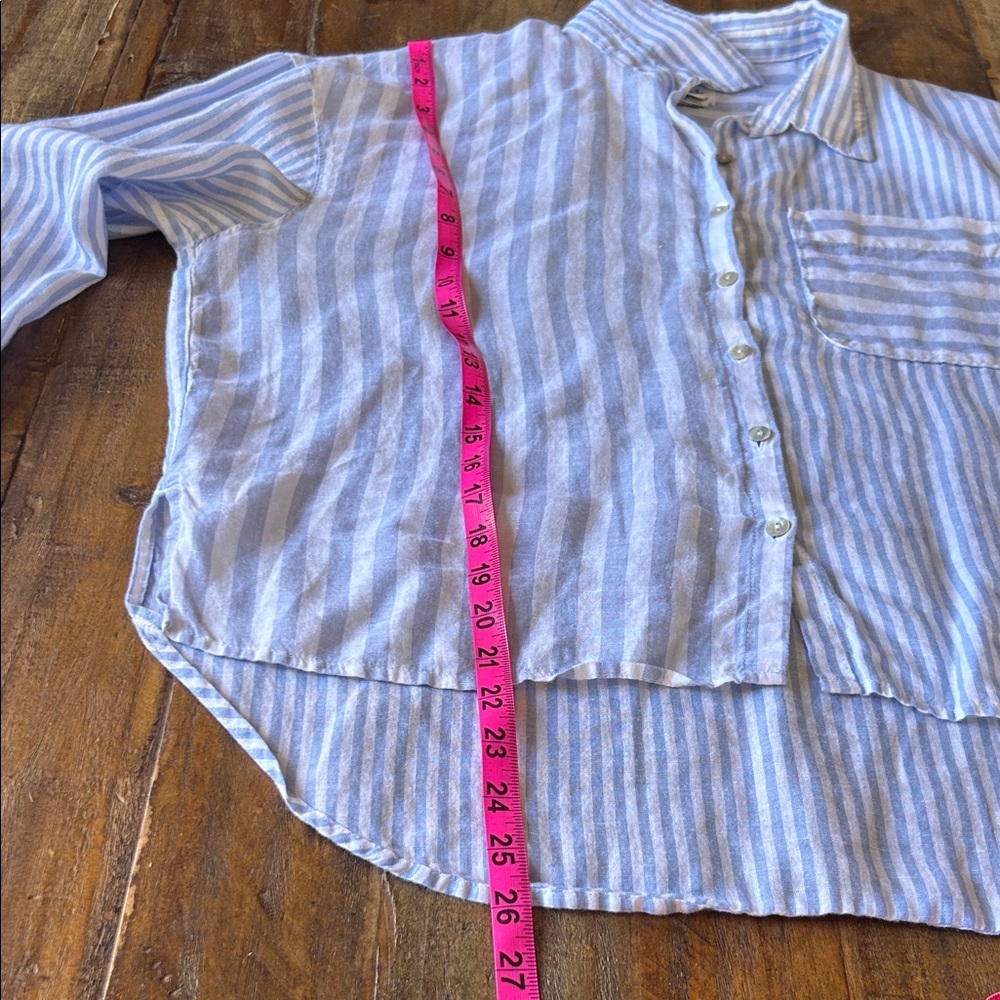Nicole Miller Blue and White Striped Blouse - Picture 8 of 12